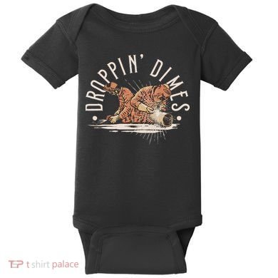 Droppin Dimes Skeleton Welding Humor Baby Bodysuit