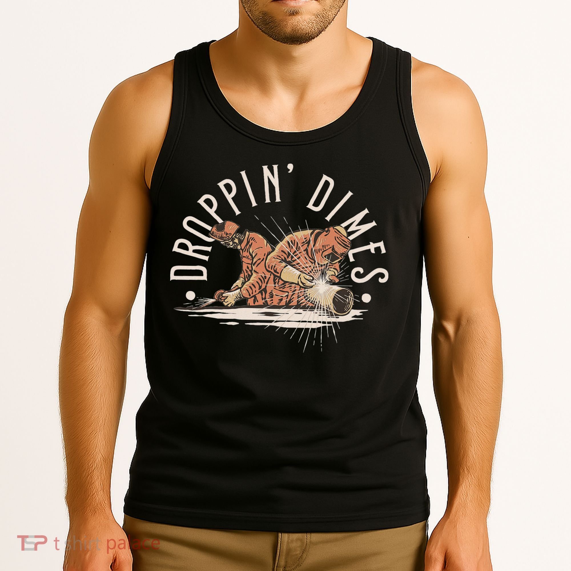 Droppin Dimes Skeleton Welding Humor Tank Top