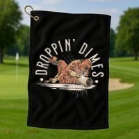Droppin Dimes Skeleton Welding Humor Golf Towel thumb 1