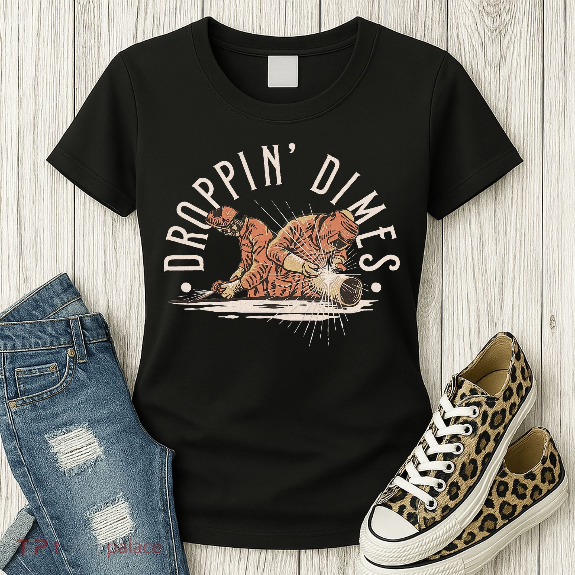 Droppin Dimes Skeleton Welding Humor Women's T-Shirt