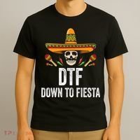 Dtf Down To Fiesta Funny Mexican Skull Cinco De Mayo T-Shirt thumb 3