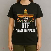 Dtf Down To Fiesta Funny Mexican Skull Cinco De Mayo T-Shirt thumb 4