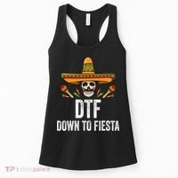 Dtf Down To Fiesta Funny Mexican Skull Cinco De Mayo Women's Tank Top thumb 0