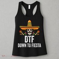 Dtf Down To Fiesta Funny Mexican Skull Cinco De Mayo Women's Tank Top thumb 3