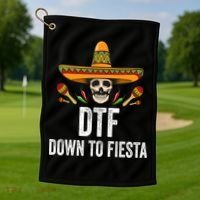 Dtf Down To Fiesta Funny Mexican Skull Cinco De Mayo Golf Towel thumb 1