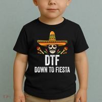 Dtf Down To Fiesta Funny Mexican Skull Cinco De Mayo Toddler T-Shirt thumb 2