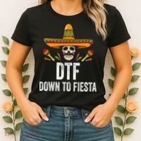 Dtf Down To Fiesta Funny Mexican Skull Cinco De Mayo Women's T-Shirt thumb 2