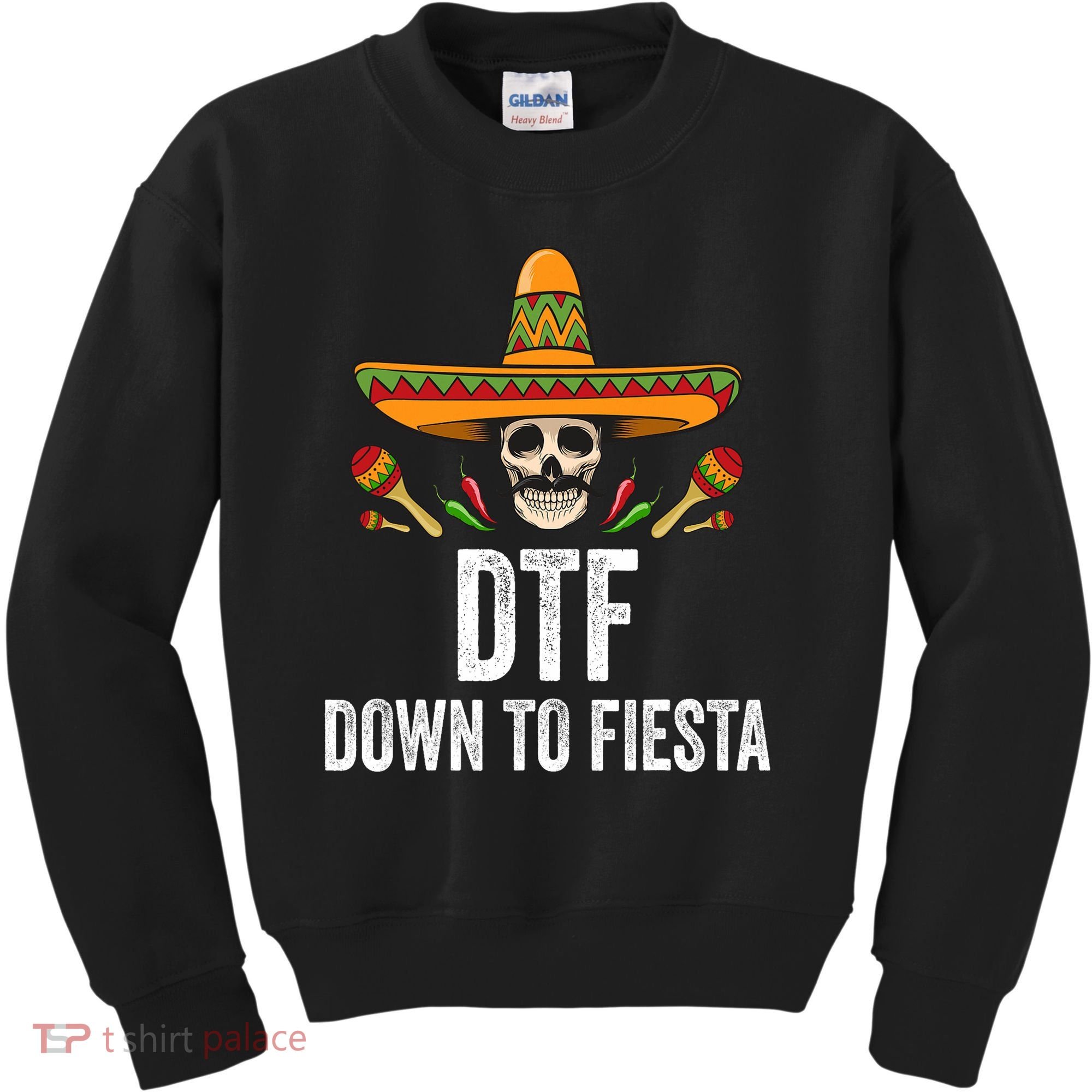 Dtf Down To Fiesta Funny Mexican Skull Cinco De Mayo Kids Sweatshirt