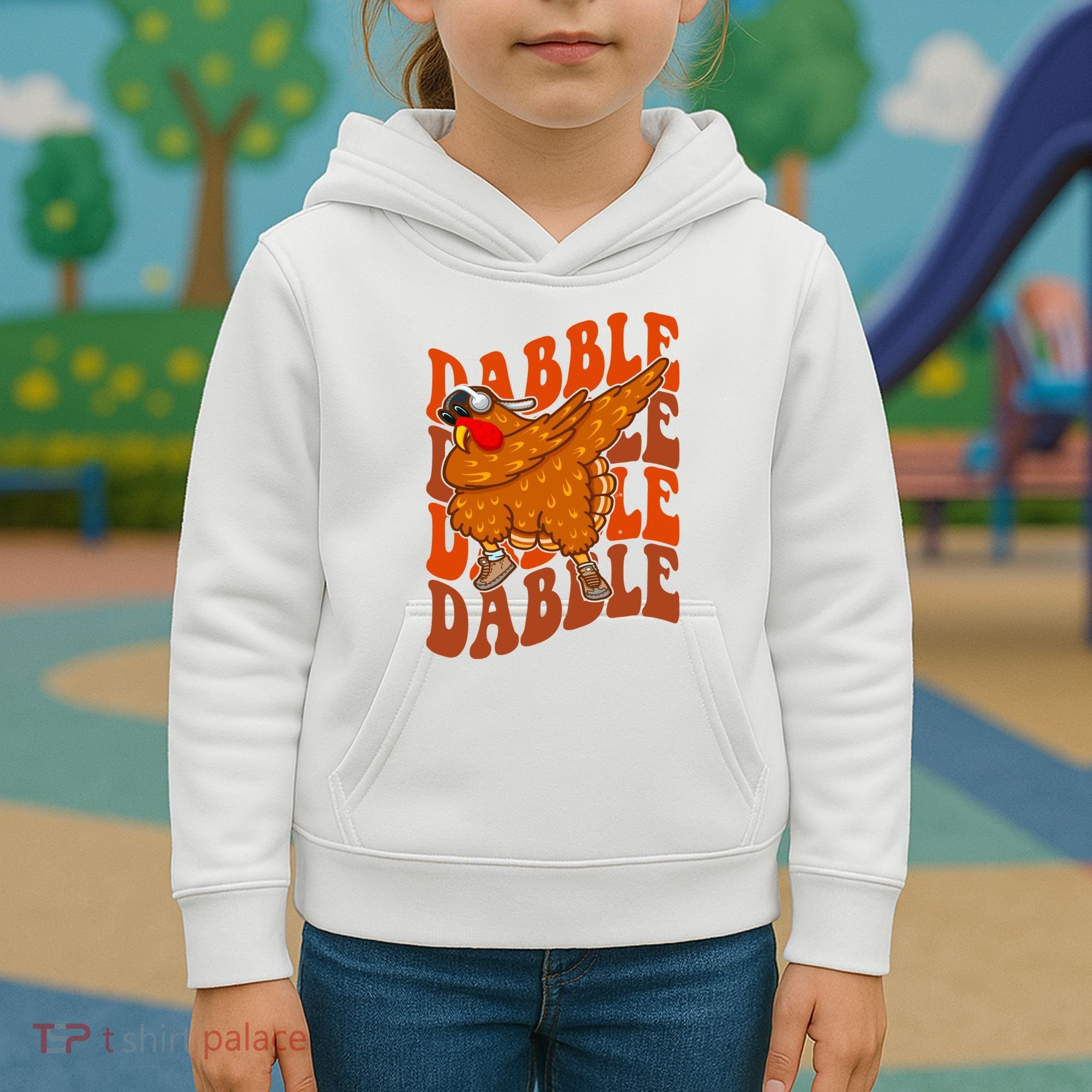 Dabble Dab Turkey Thanksgiving Kids Hoodie