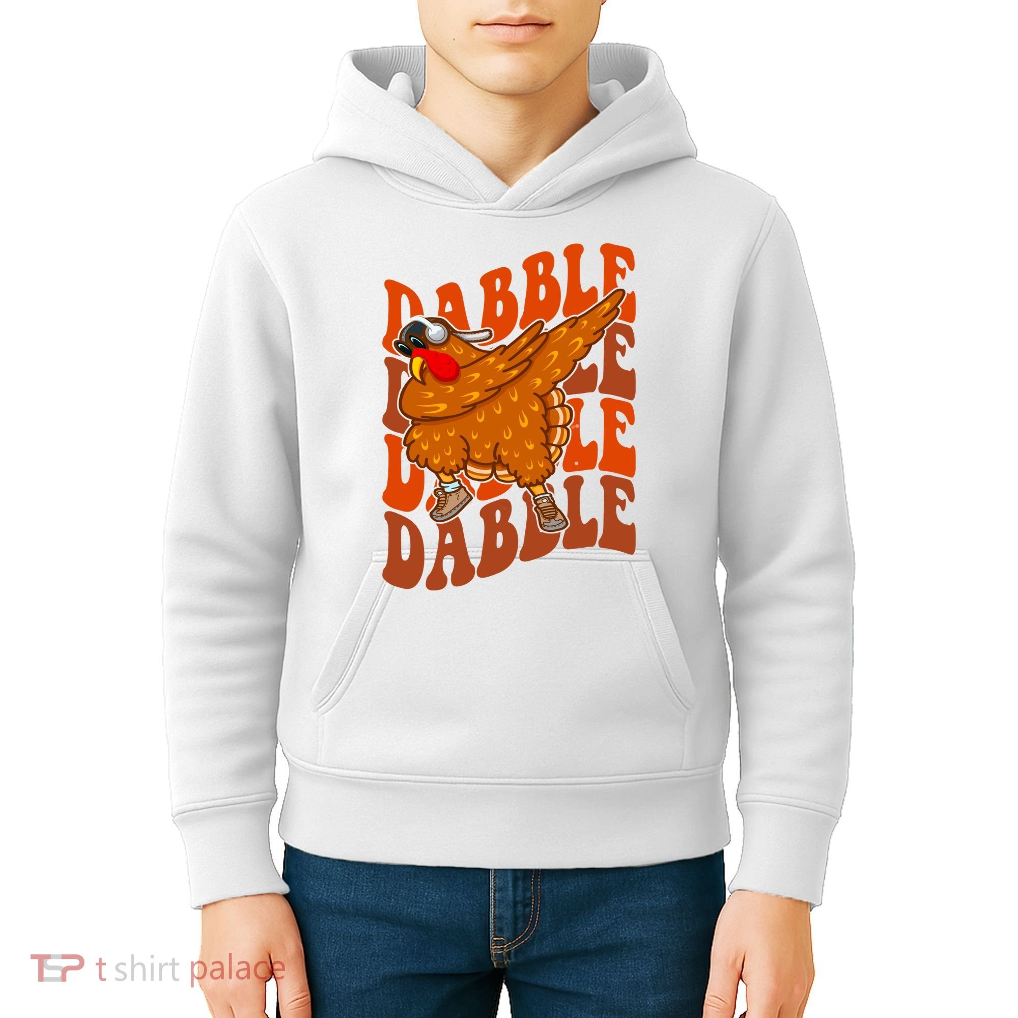 Dabble Dab Turkey Thanksgiving Kids Hoodie