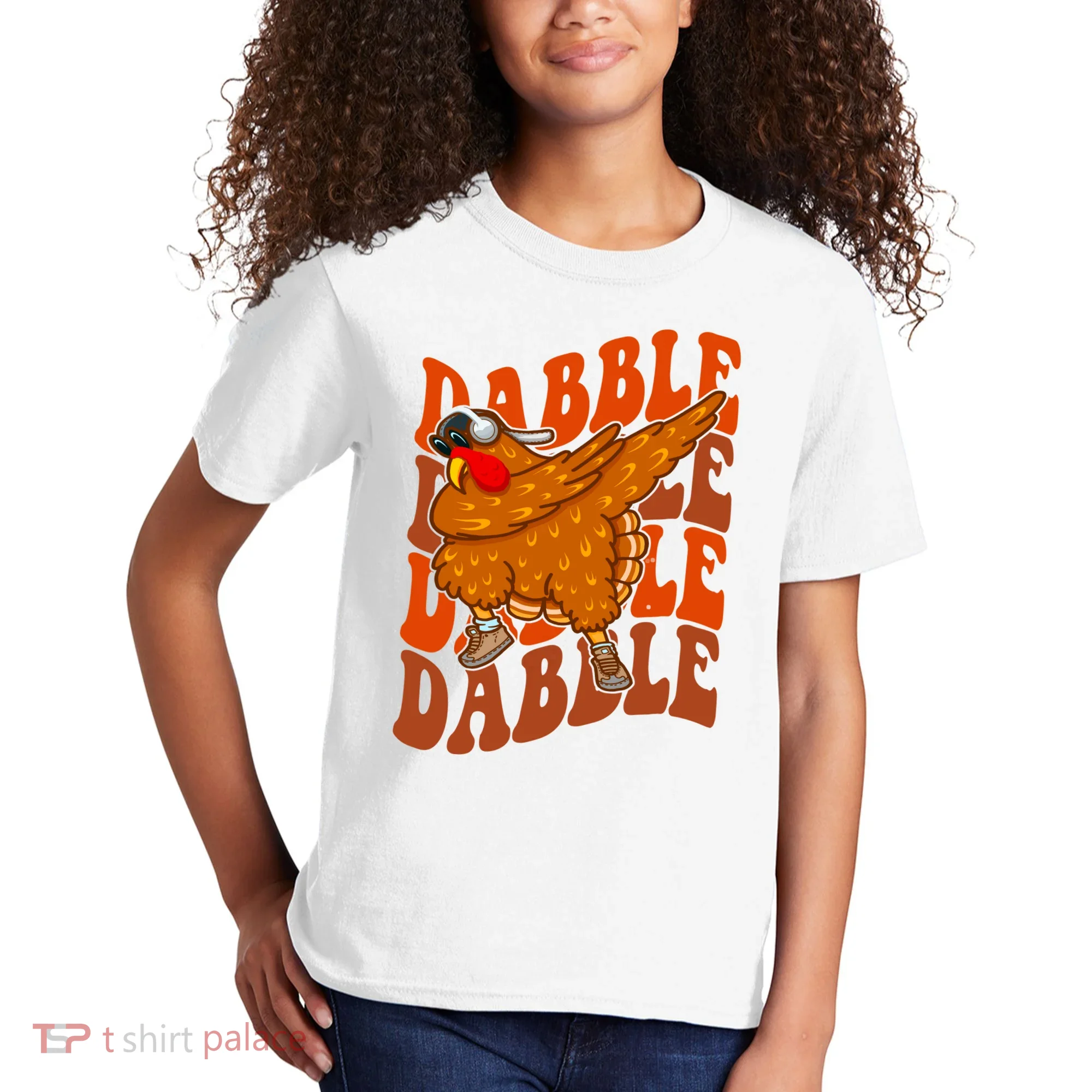 Dabble Dab Turkey Thanksgiving Kids T-Shirt