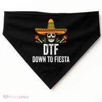 DTF Down To Fiesta Funny Mexican Skull Cinco De Mayo USA-Made Doggie Bandana thumb 0