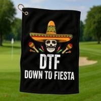 DTF Down To Fiesta Funny Mexican Skull Cinco De Mayo Golf Towel thumb 1