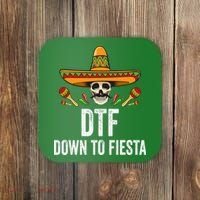 DTF Down To Fiesta Funny Mexican Skull Cinco De Mayo Coaster thumb 0
