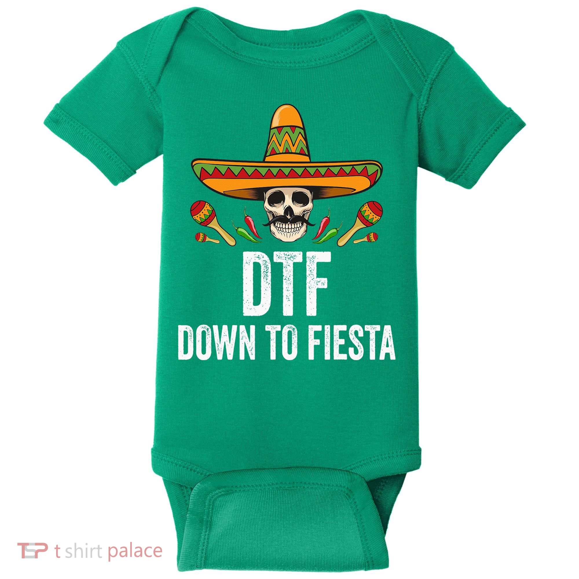 DTF Down To Fiesta Funny Mexican Skull Cinco De Mayo Baby Bodysuit