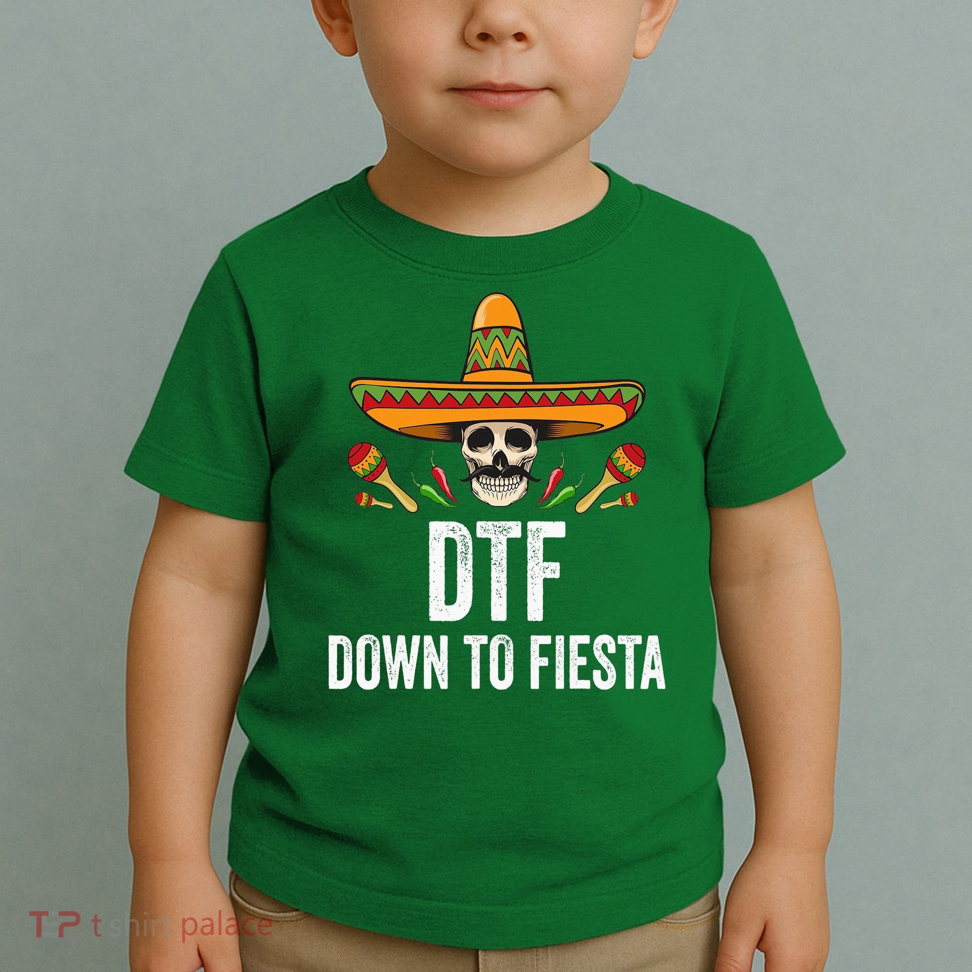 DTF Down To Fiesta Funny Mexican Skull Cinco De Mayo Toddler T-Shirt