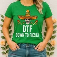 DTF Down To Fiesta Funny Mexican Skull Cinco De Mayo Women's T-Shirt thumb 2