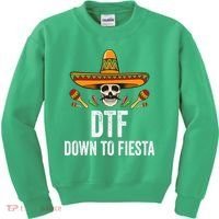 DTF Down To Fiesta Funny Mexican Skull Cinco De Mayo Kids Sweatshirt thumb 0