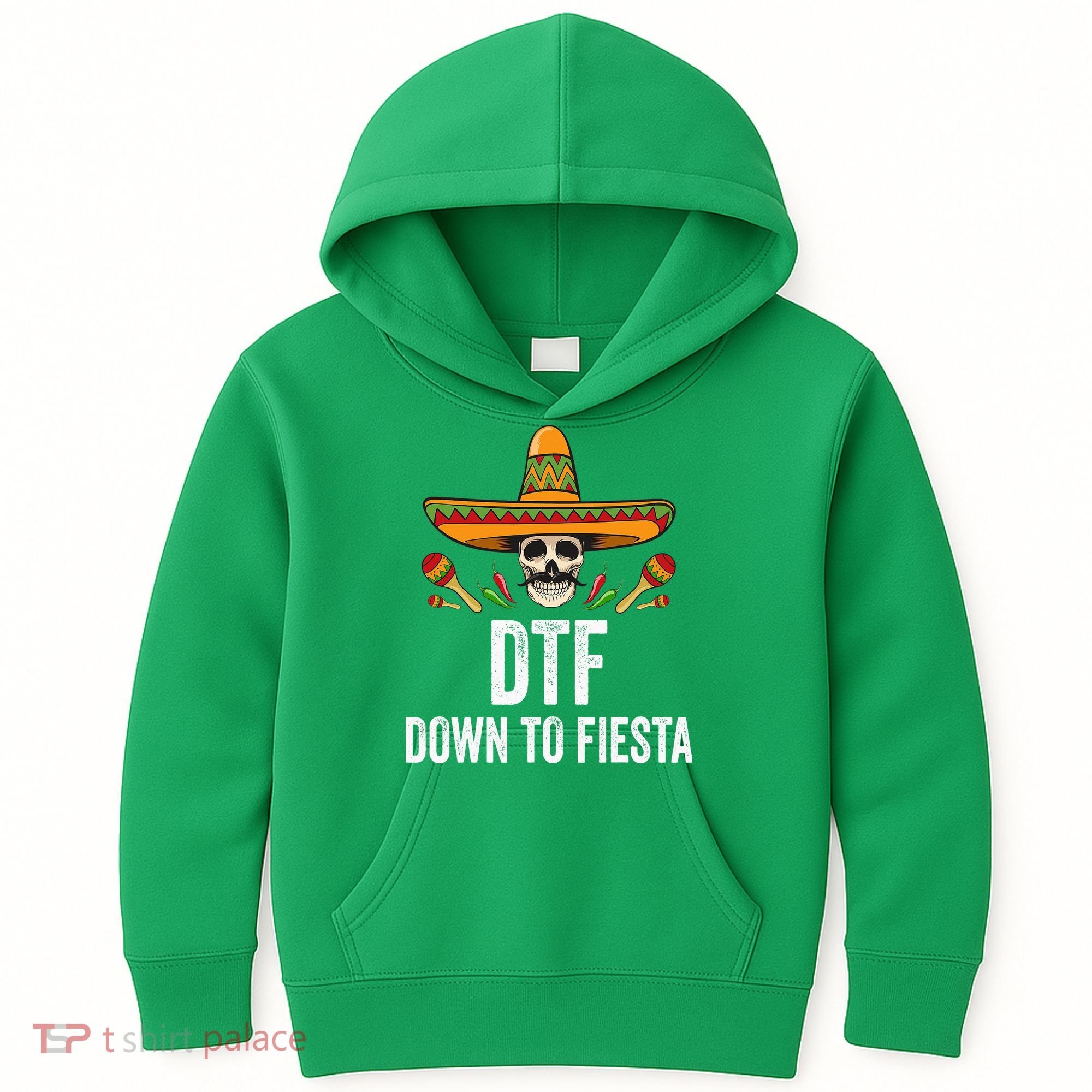 DTF Down To Fiesta Funny Mexican Skull Cinco De Mayo Kids Hoodie
