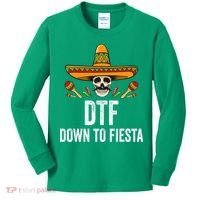 DTF Down To Fiesta Funny Mexican Skull Cinco De Mayo Kids Long Sleeve Shirt thumb 0