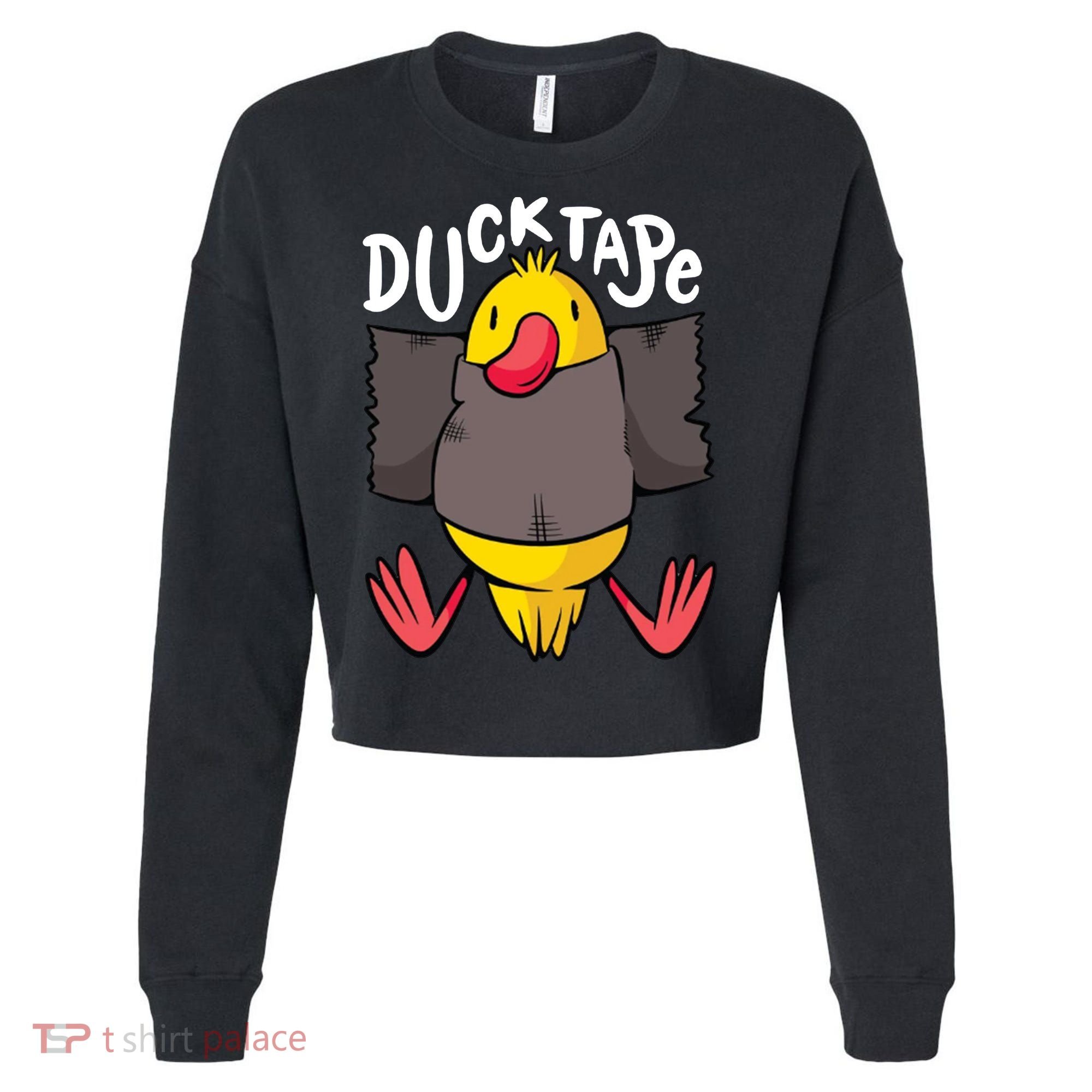 Ducktape Duck Trap Funny Duct Tape Cropped Pullover Crew