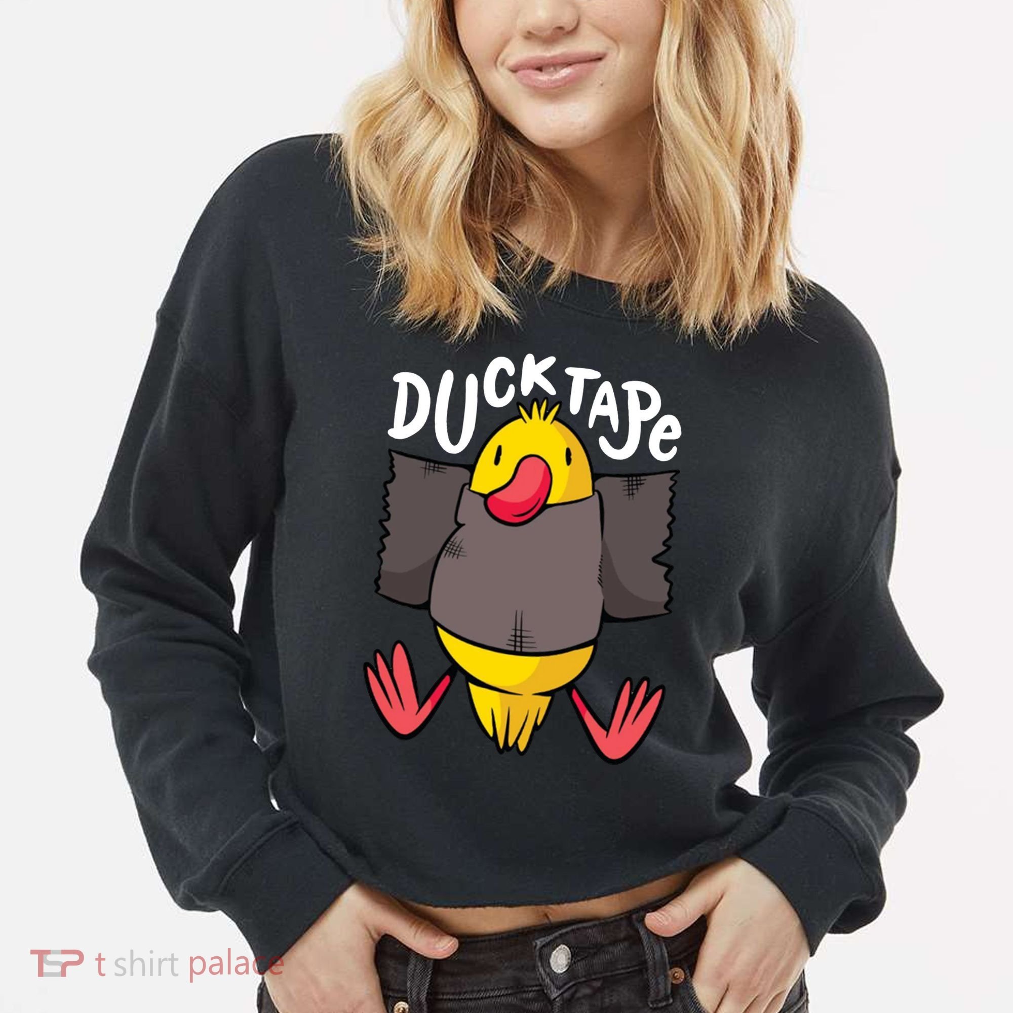 Ducktape Duck Trap Funny Duct Tape Cropped Pullover Crew