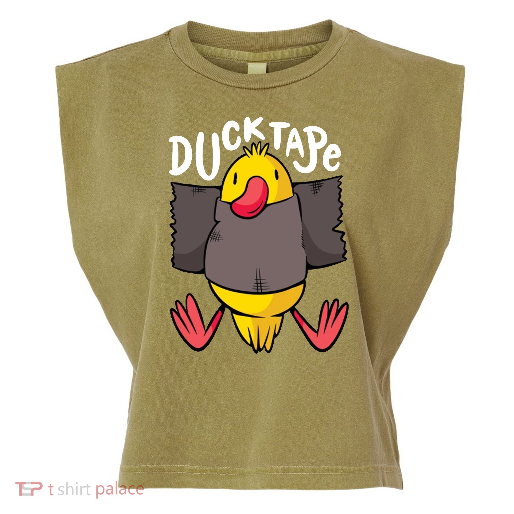 Ducktape Duck Trap Funny Duct Tape Garment-Dyed Women's Muscle Tee