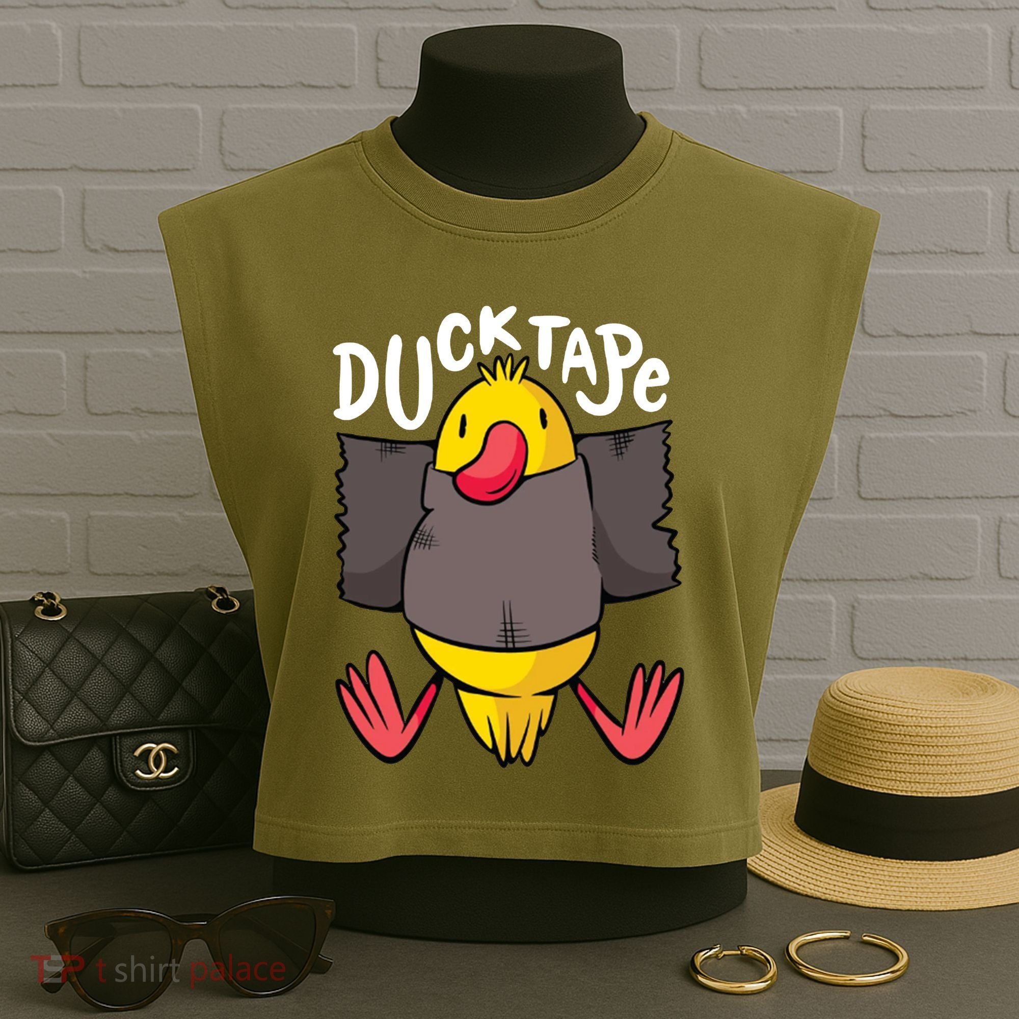 Ducktape Duck Trap Funny Duct Tape Garment-Dyed Women's Muscle Tee