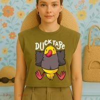 Ducktape Duck Trap Funny Duct Tape Garment-Dyed Women's Muscle Tee thumb 4
