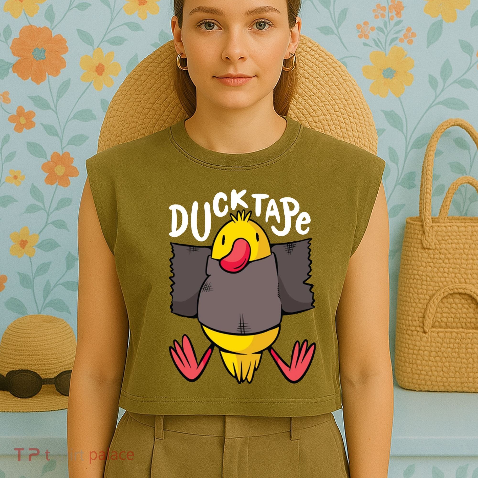 Ducktape Duck Trap Funny Duct Tape Garment-Dyed Women's Muscle Tee
