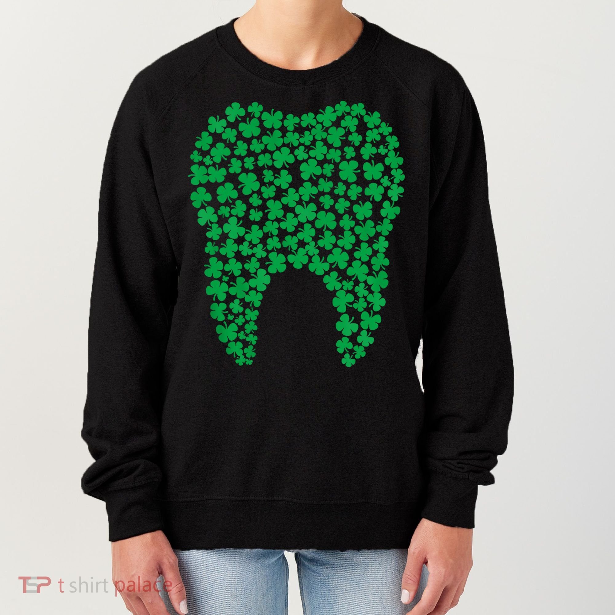 Dental Dentist Tooth Green Shamrocks St PatrickS Day Gift Women's Sweatshirt