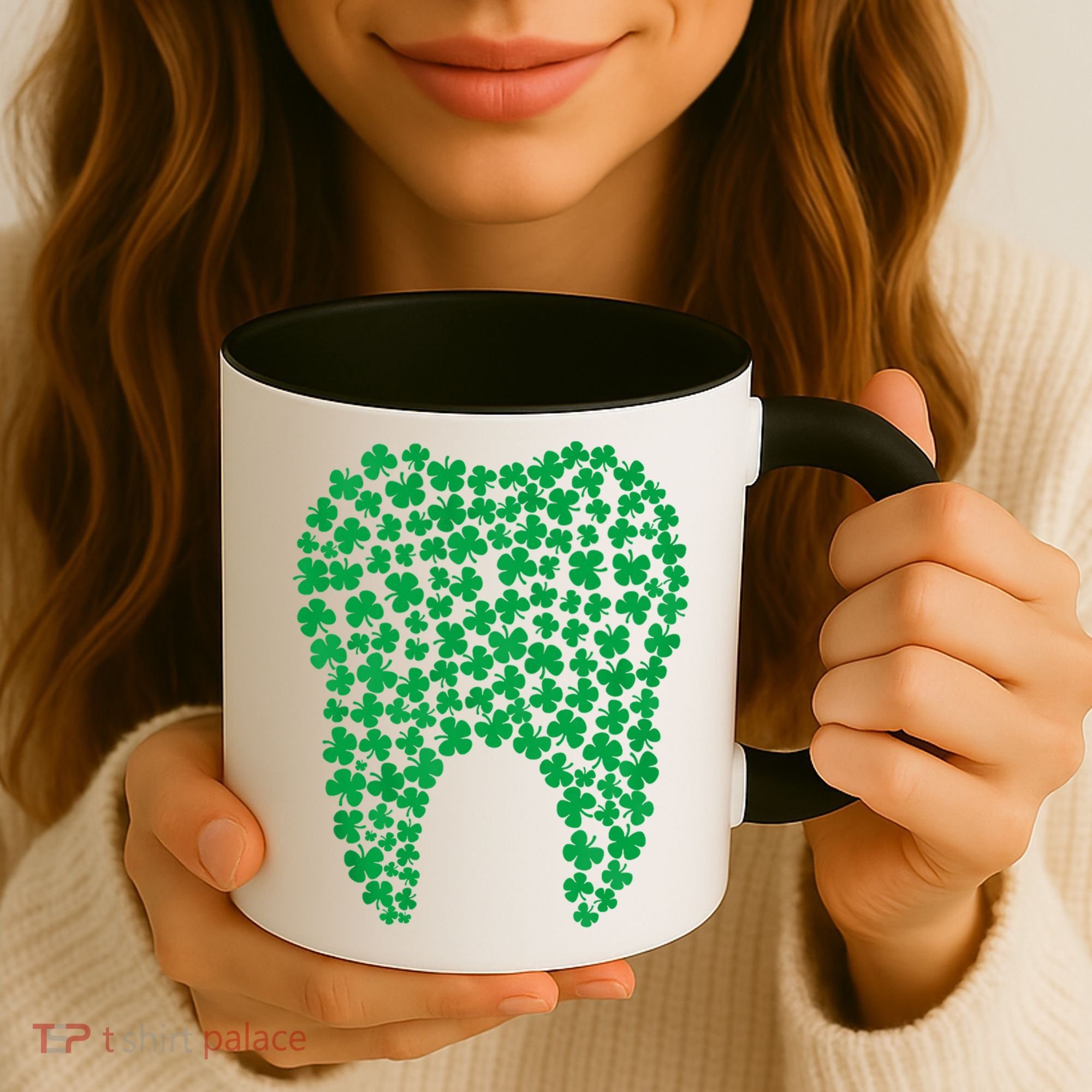 Dental Dentist Tooth Green Shamrocks St PatrickS Day Gift Coffee Mug