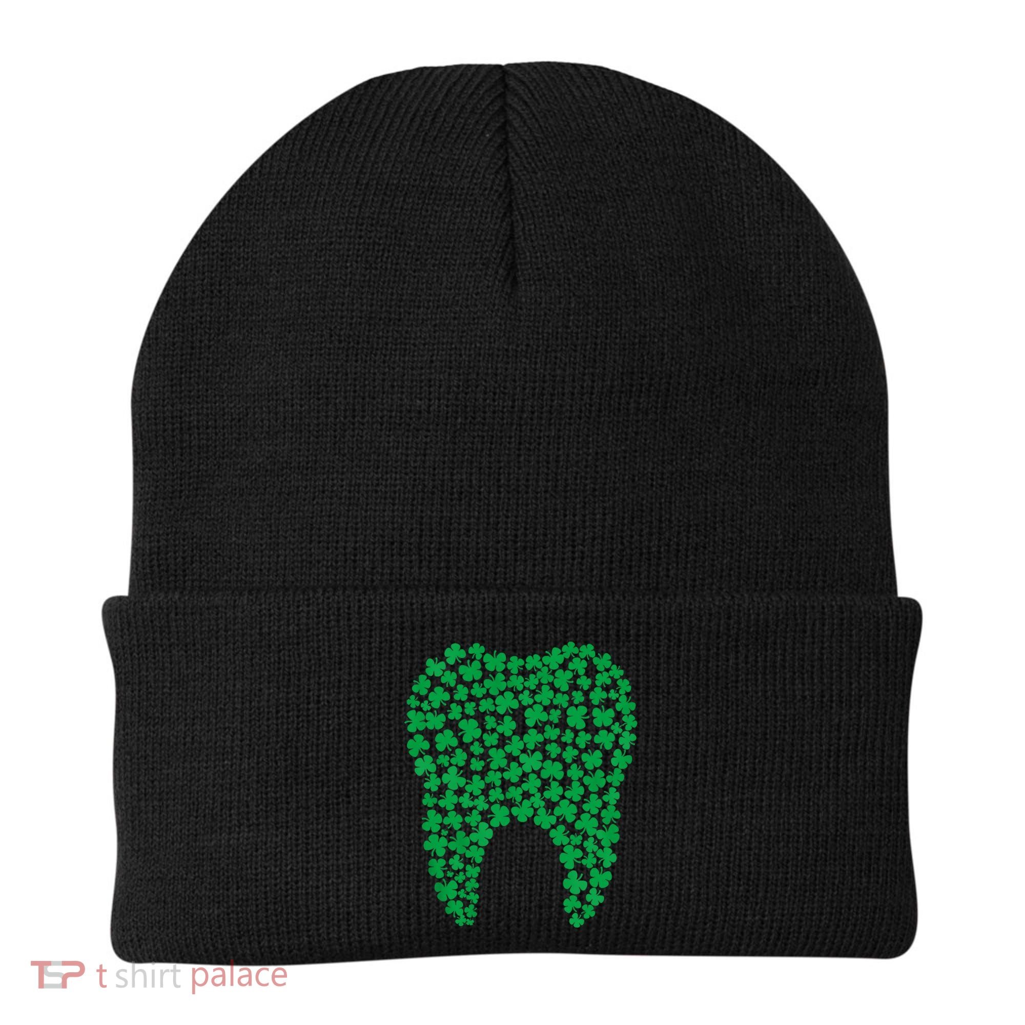 Dental Dentist Tooth Green Shamrocks St PatrickS Day Gift Beanie