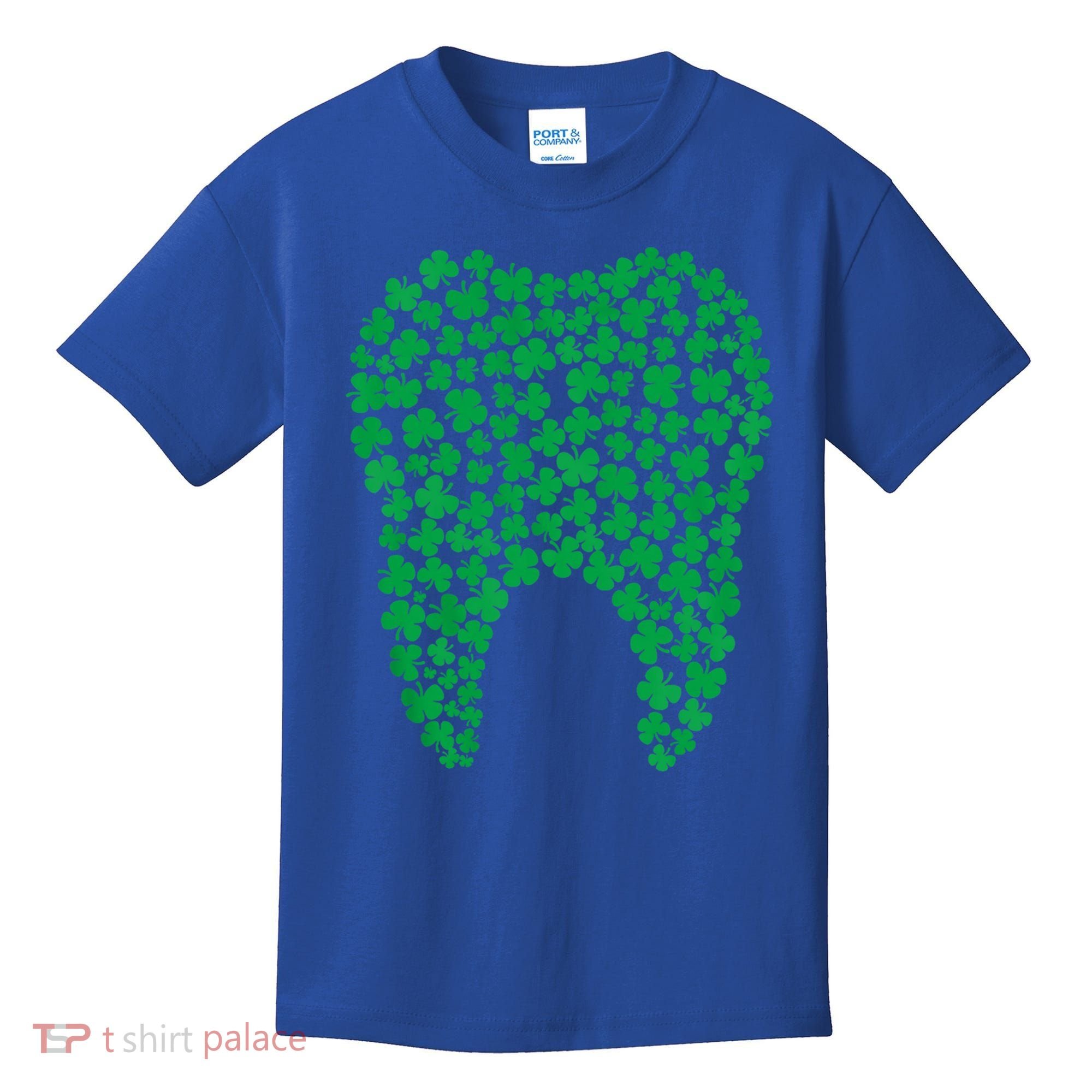 Dental Dentist Tooth Green Shamrocks St PatrickS Day Gift Kids T-Shirt