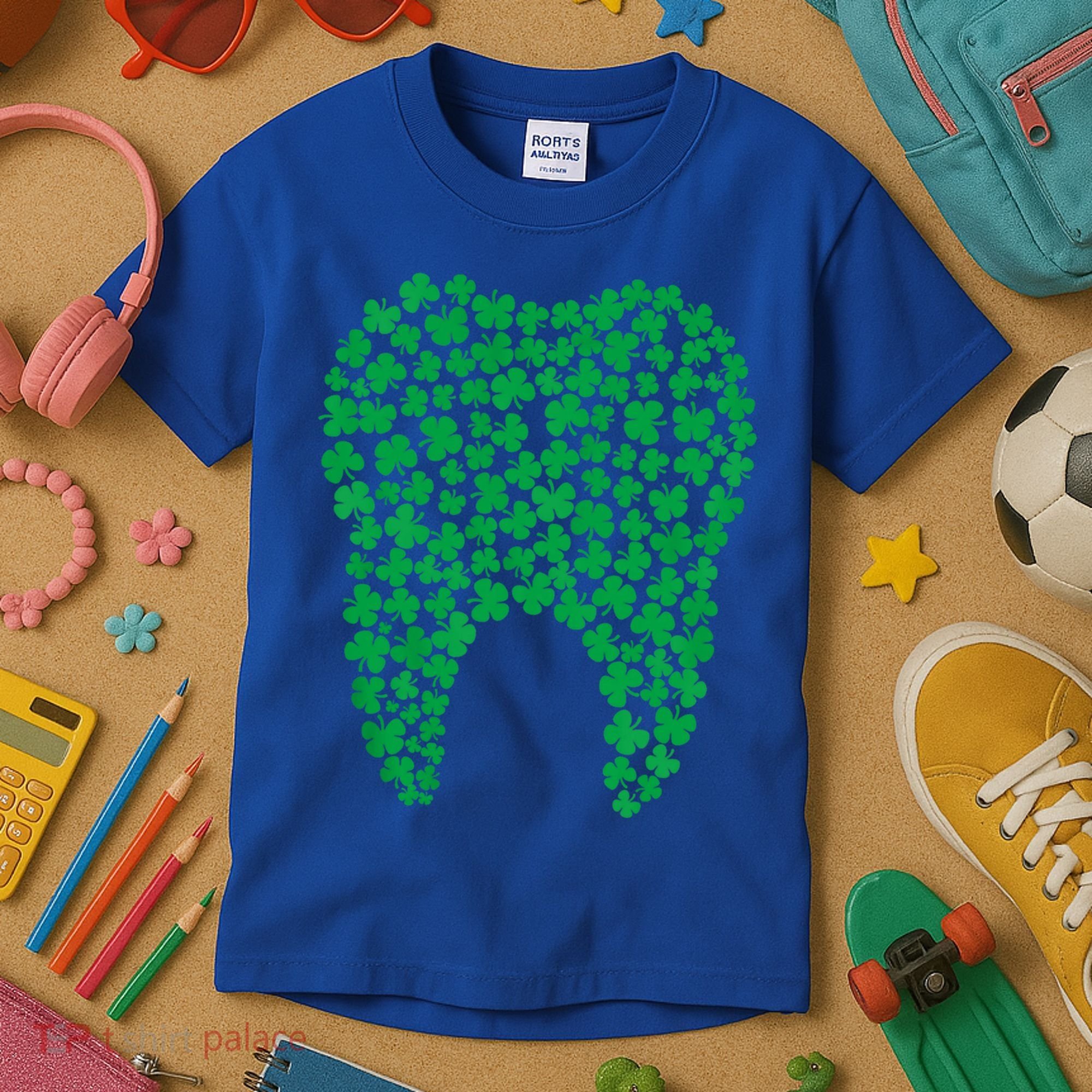 Dental Dentist Tooth Green Shamrocks St PatrickS Day Gift Kids T-Shirt