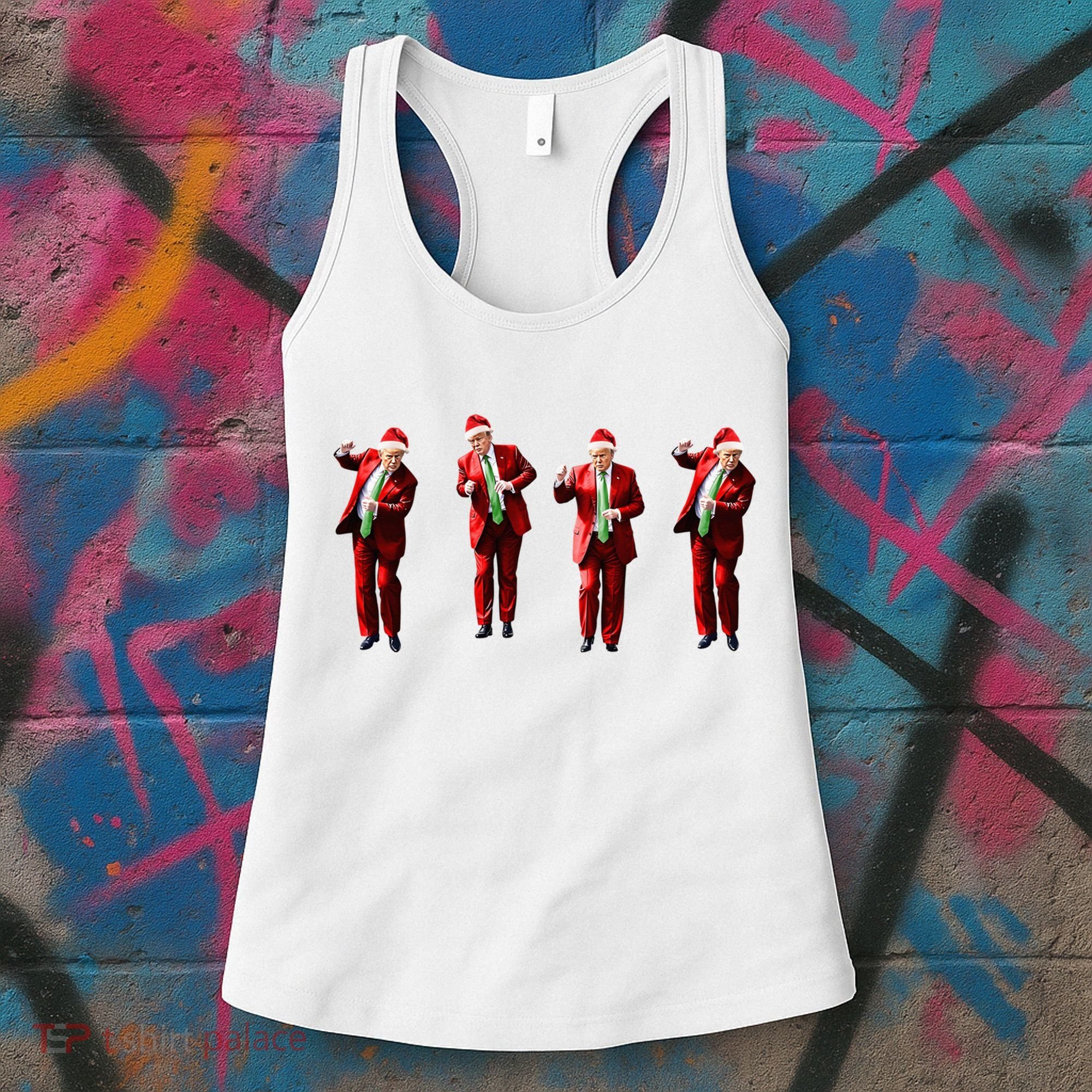 Dancing Donald Trump Santa Christmas Dance Women's Tank Top