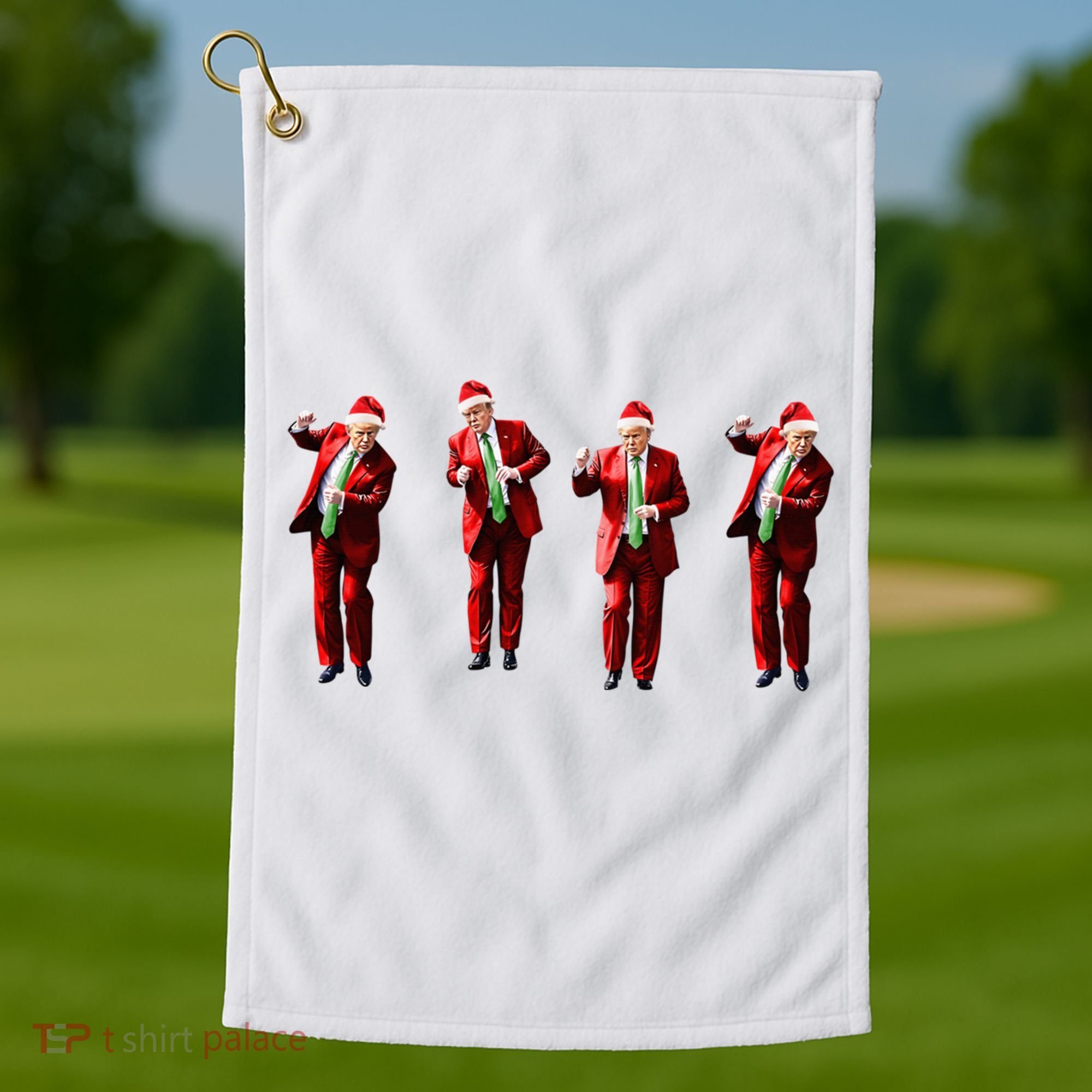 Dancing Donald Trump Santa Christmas Dance Golf Towel