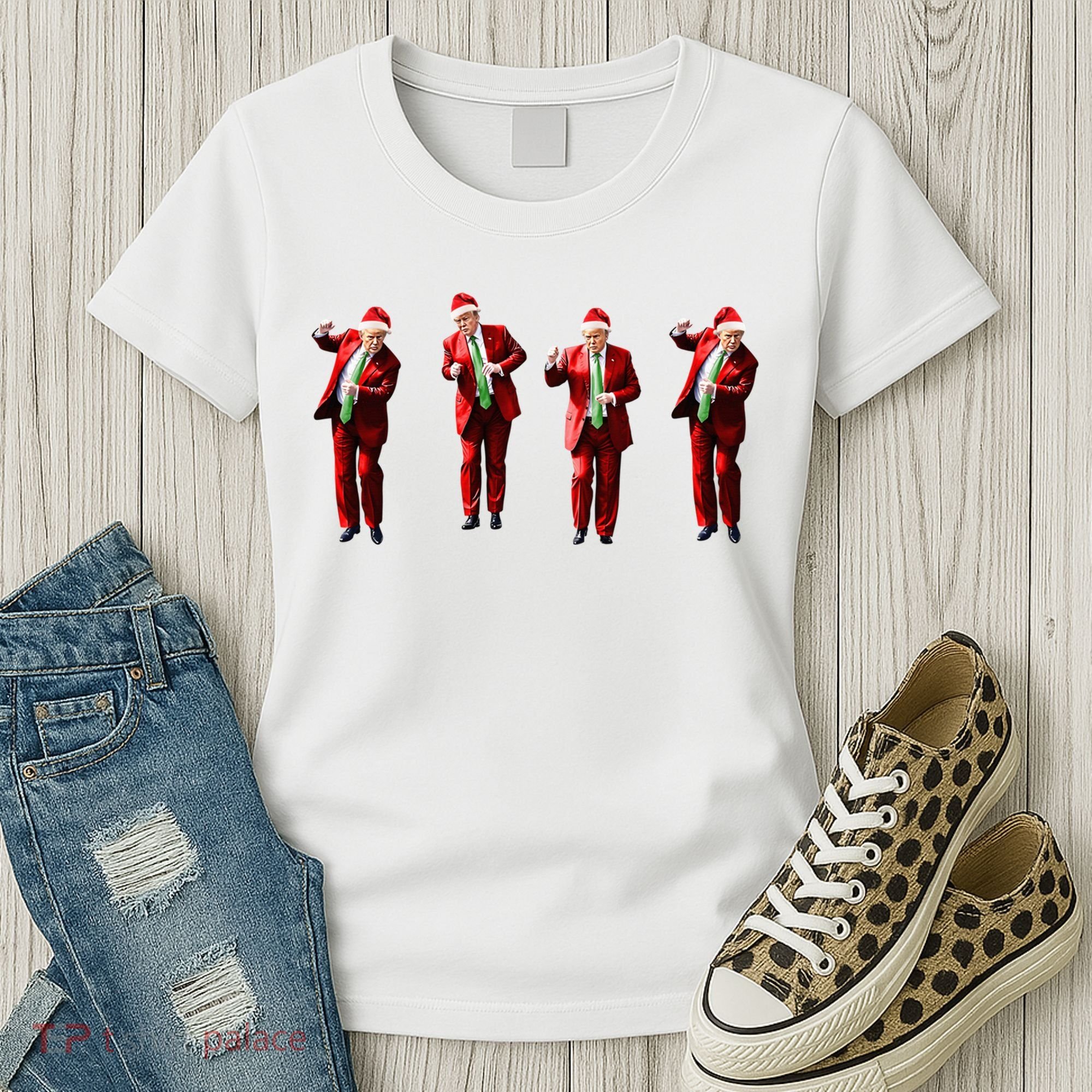Dancing Donald Trump Santa Christmas Dance Women's T-Shirt