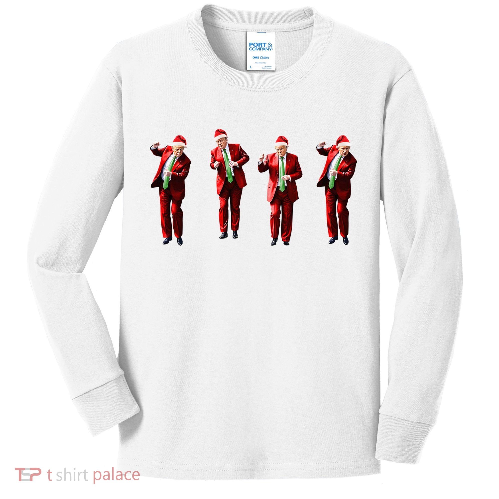 Dancing Donald Trump Santa Christmas Dance Kids Long Sleeve Shirt