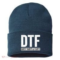 DTF Dirty Thirty & Flirty Funny 30th Birthday G Sustainable Knit Beanie thumb 0