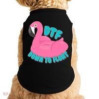 Dtf Down To Float Vacation Time Flamingo Floatie Doggie Tank thumb 0