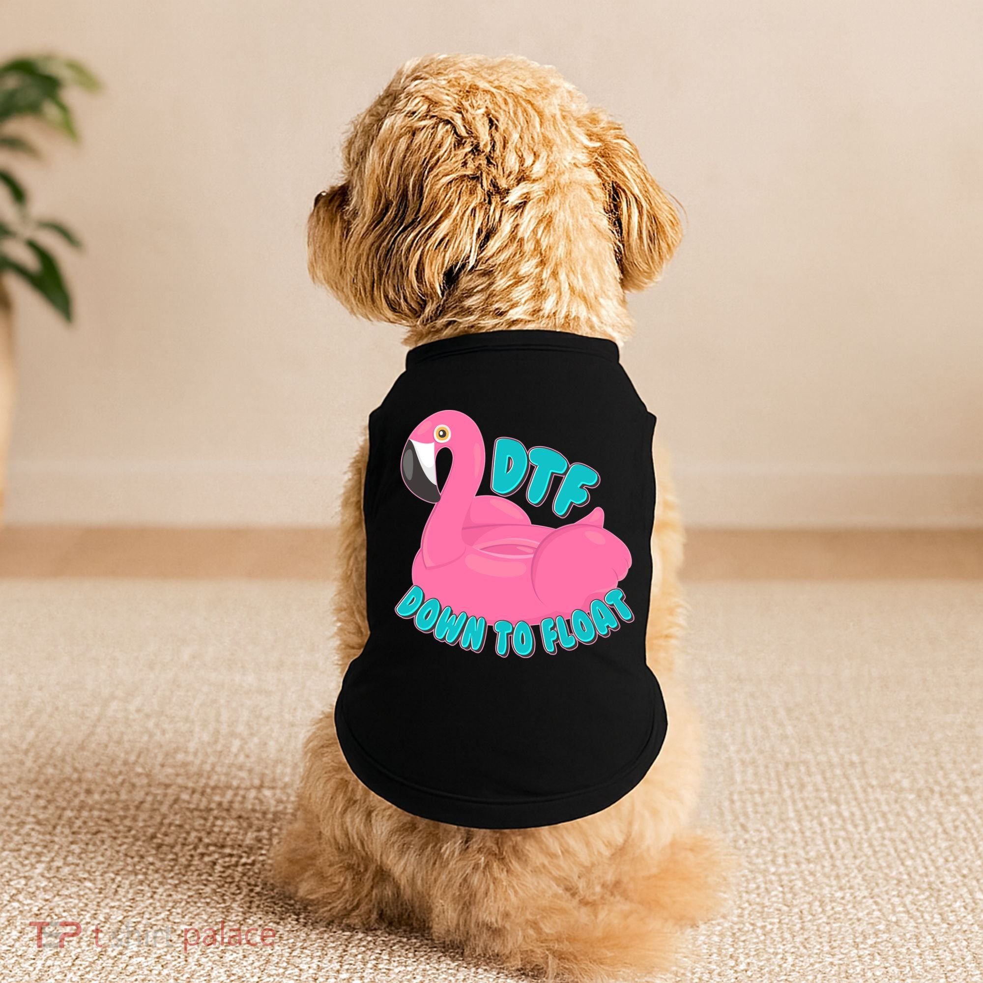 Dtf Down To Float Vacation Time Flamingo Floatie Doggie Tank