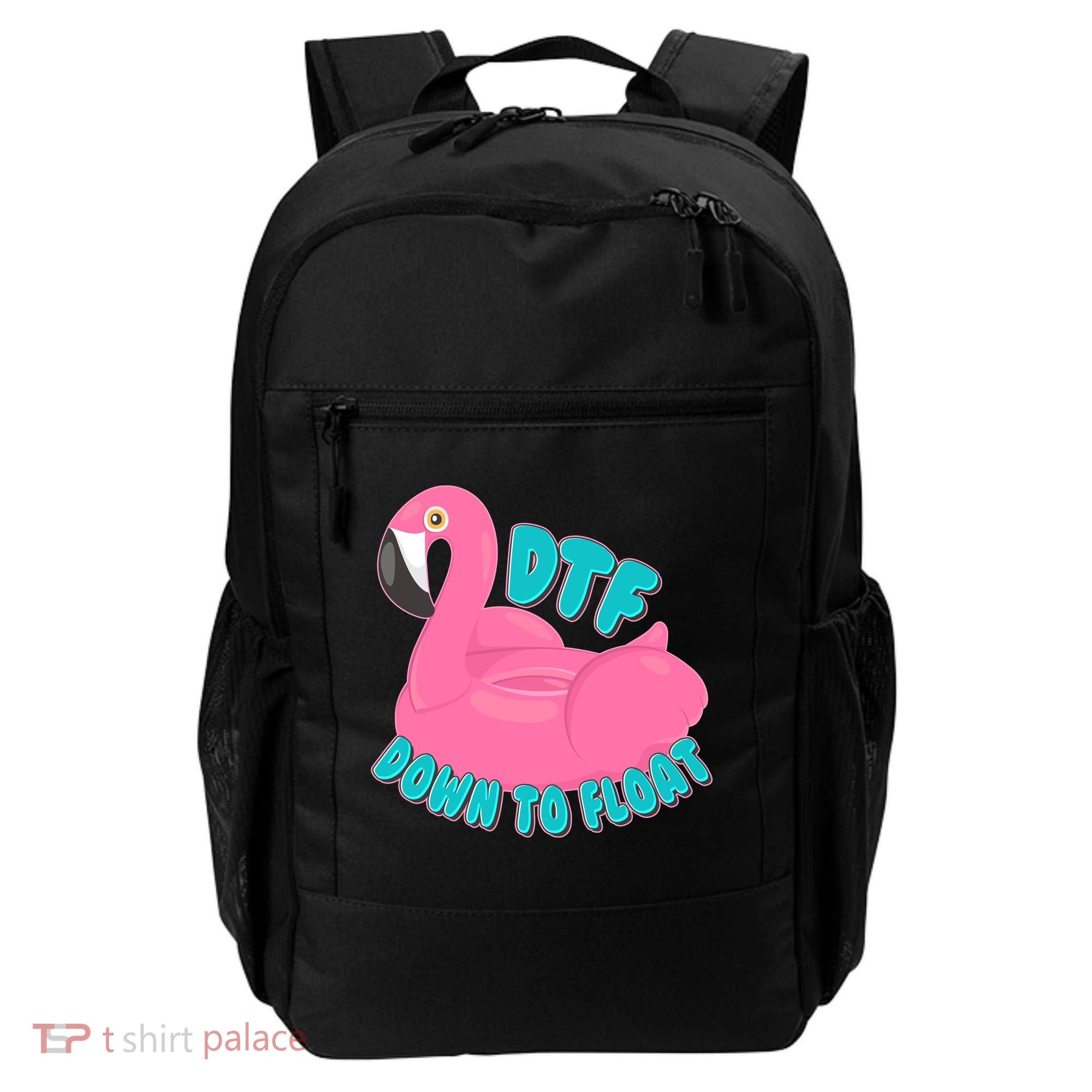 Dtf Down To Float Vacation Time Flamingo Floatie Backpack