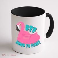 Dtf Down To Float Vacation Time Flamingo Floatie Coffee Mug thumb 1