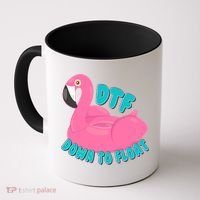 Dtf Down To Float Vacation Time Flamingo Floatie Coffee Mug thumb 0