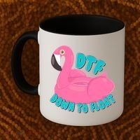 Dtf Down To Float Vacation Time Flamingo Floatie Coffee Mug thumb 2