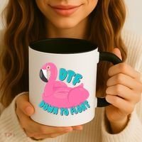 Dtf Down To Float Vacation Time Flamingo Floatie Coffee Mug thumb 3