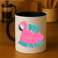 Dtf Down To Float Vacation Time Flamingo Floatie Coffee Mug thumb 4