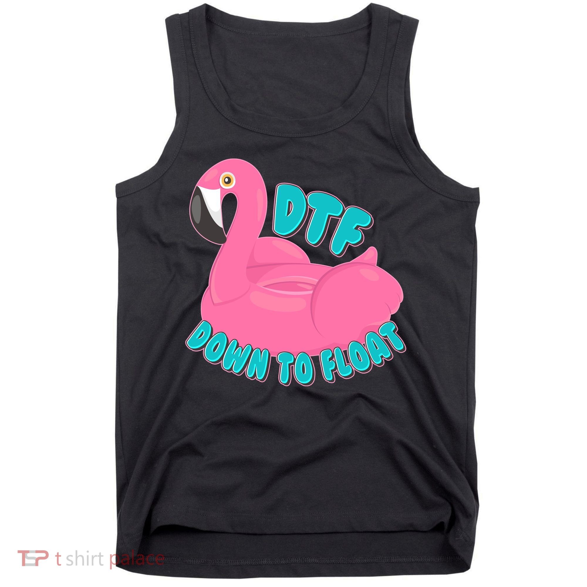 Dtf Down To Float Vacation Time Flamingo Floatie Tank Top