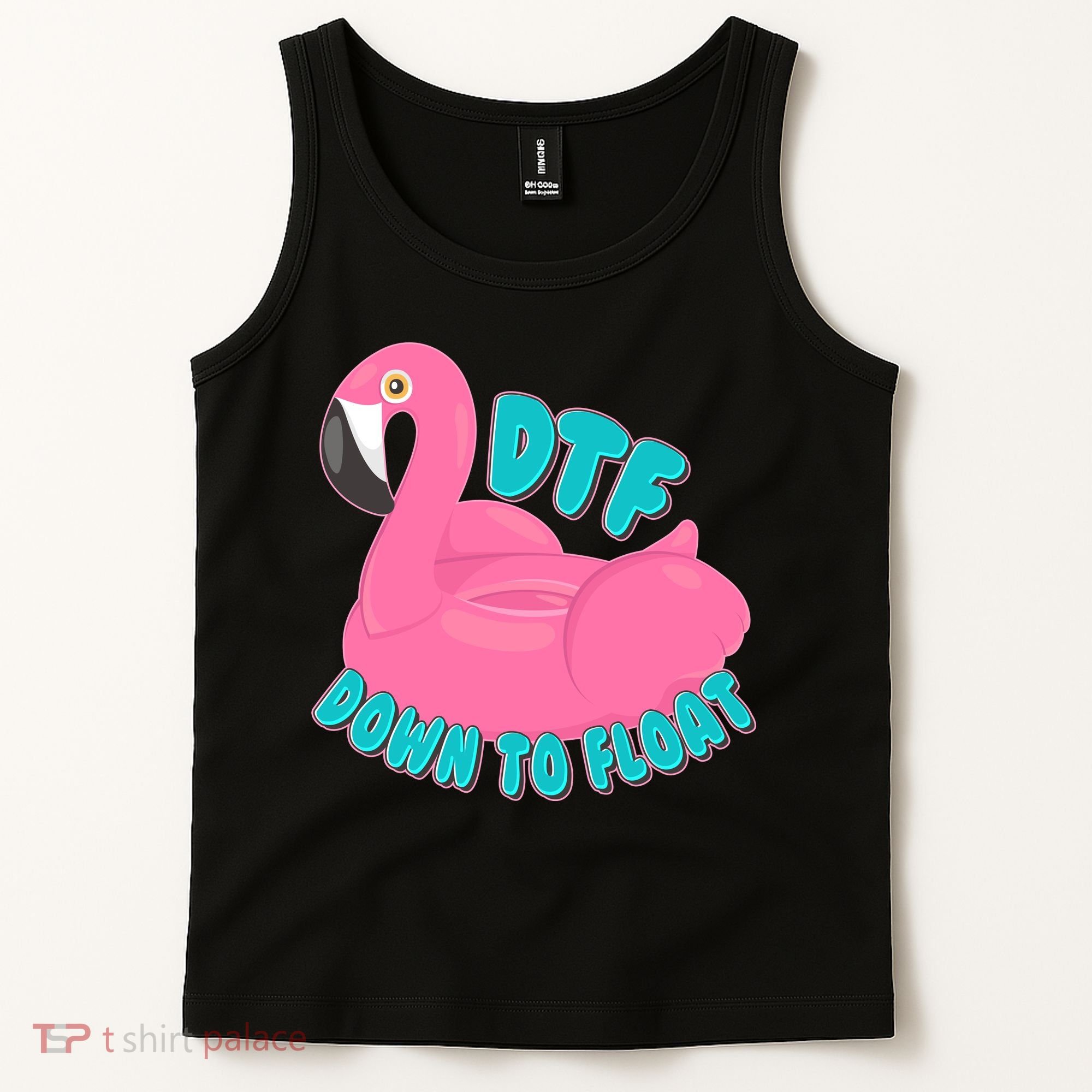 Dtf Down To Float Vacation Time Flamingo Floatie Tank Top